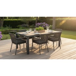 Table de jardin design en acier et bois – Renard Création