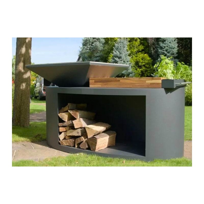 Brasero Élégant – Plancha Bascule et Rangement Bois – Renard Création