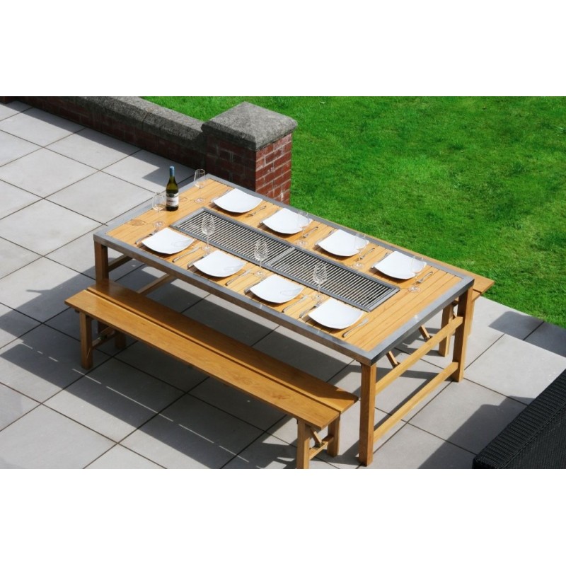Table Brasero 1,80 m – Barbecue Central Intégré – Renard Création
