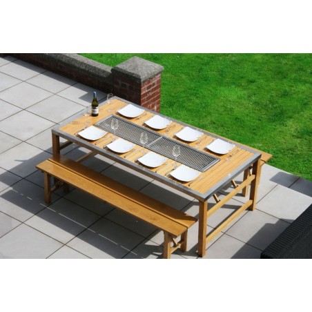 Table Brasero 1,80 m – Barbecue Central Intégré – Renard Création