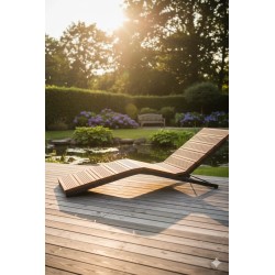 Chaise Longue de Jardin – Acier Thermolaqué et Bois Douglas – Renard Création