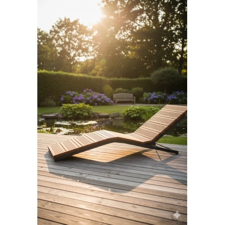 Chaise Longue de Jardin – Acier Thermolaqué et Bois Douglas – Renard Création