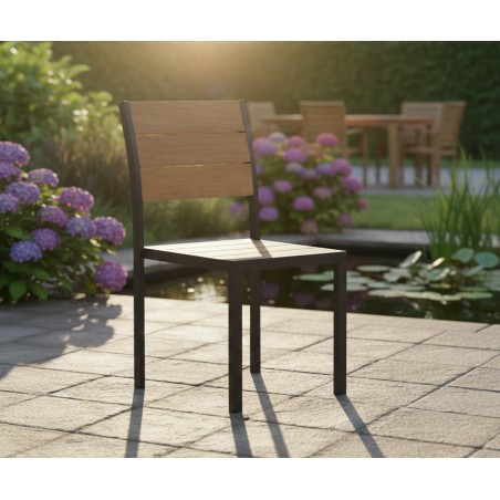 Chaise de Jardin sans Accoudoirs – Acier Thermolaqué et Bois Douglas – Renard Création