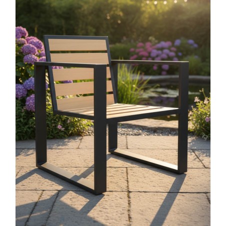 Chaise de Jardin avec Accoudoirs – Acier Thermolaqué et Bois Douglas – Renard Création