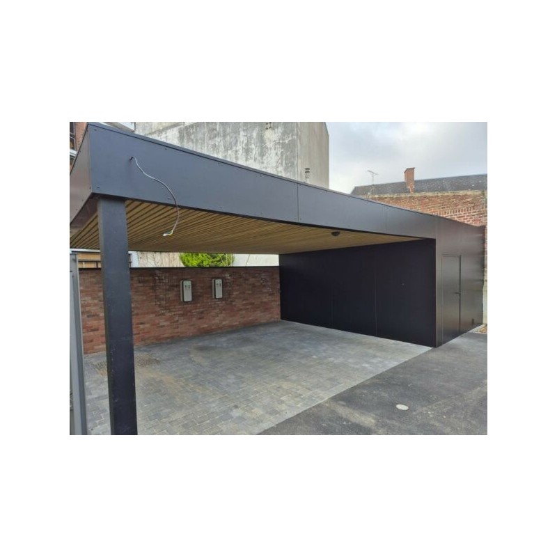 Carport Double avec Local en Acier | Abri Voiture Sur Mesure – Renard Création