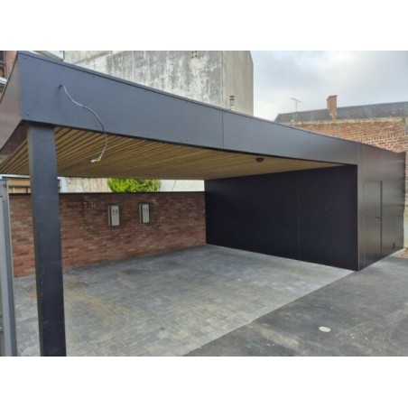Carport Double avec Local en Acier | Abri Voiture Sur Mesure – Renard Création
