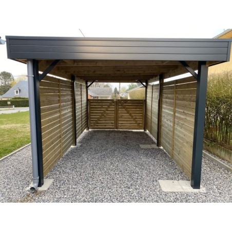 Carport Double Acier Thermolaqué et Douglas | Carport 2 Voitures Sur Mesure – Renard Création